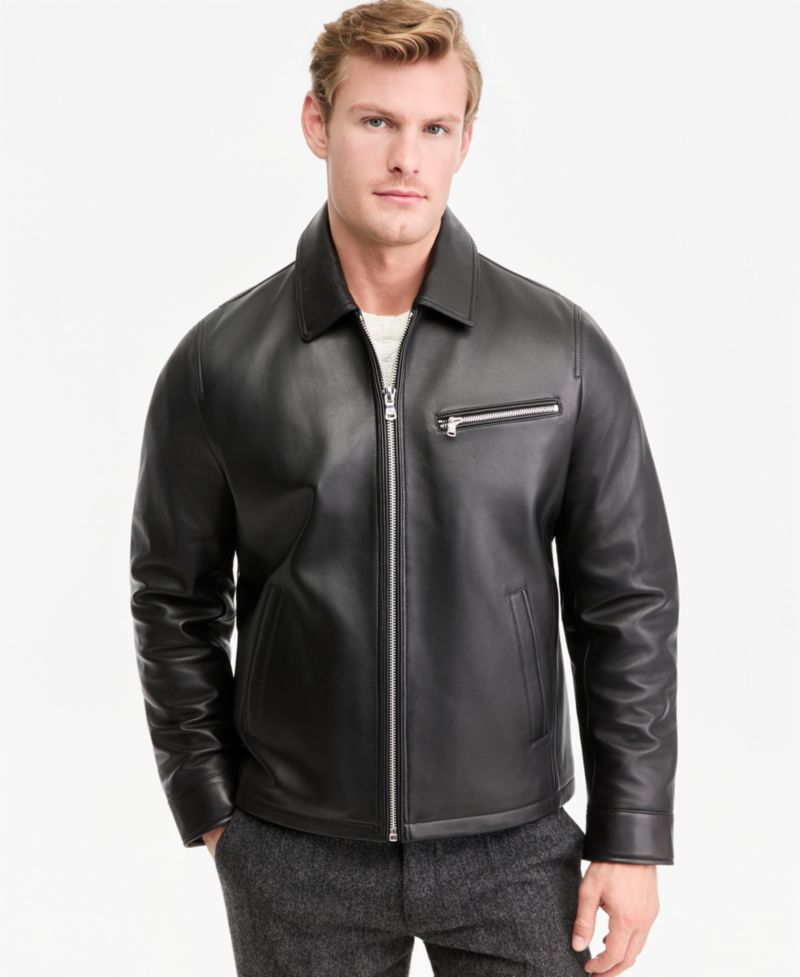 Men's Genuine Leather Shirt Collar Jacket