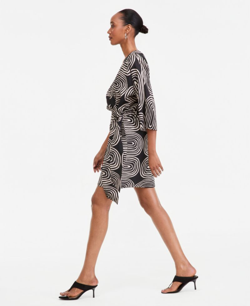 Women's 3/4-Sleeve Printed Kimono Dress