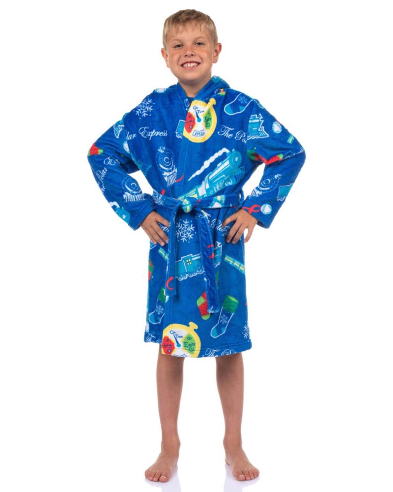 Robe Little and Big Boys'4-16 Kids Christmas Movie Holiday Plush Hooded Bathrobe