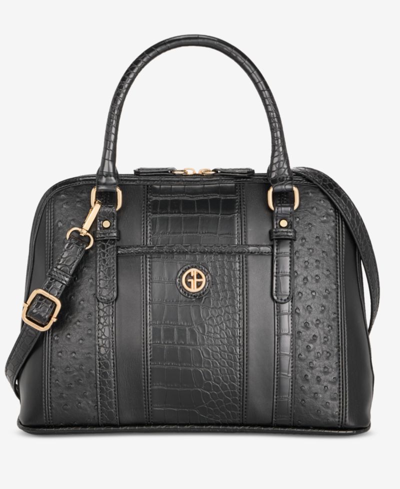 Mixed Media Detailed Dome Satchel