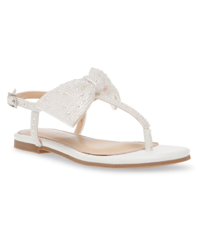 Little and Big Girls Sasha T-strap Sandals with Bow Detail