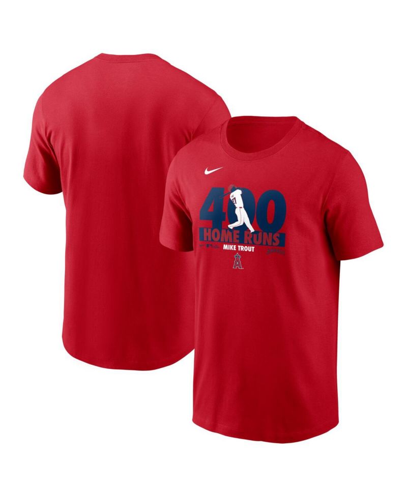 Men's Mike Trout Red Los Angeles Angels 400 Career Home Runs T-Shirt