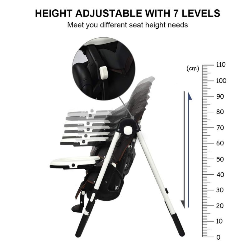 Foldable Baby High Chair with Adjustable Height and Recline
