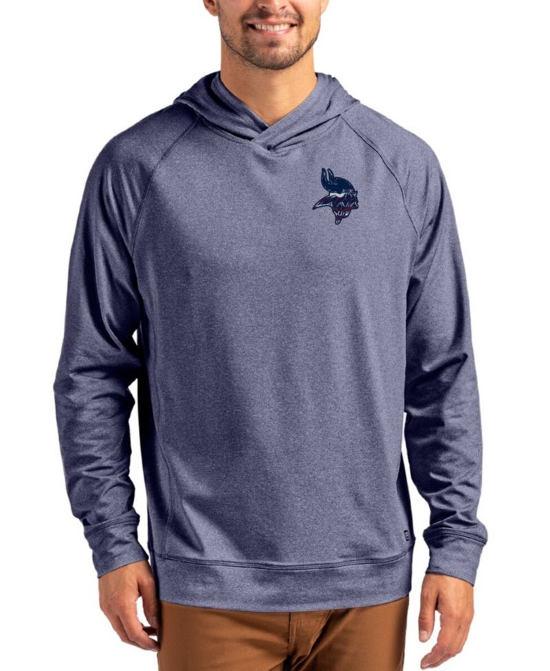 Men's Heather Navy Minnesota Vikings Adapt Americana Knit Raglan Pullover Hoodie
