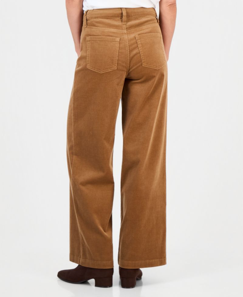 Petite Corduroy High-Waisted Wide-Leg Pants, Macy's Exclusive