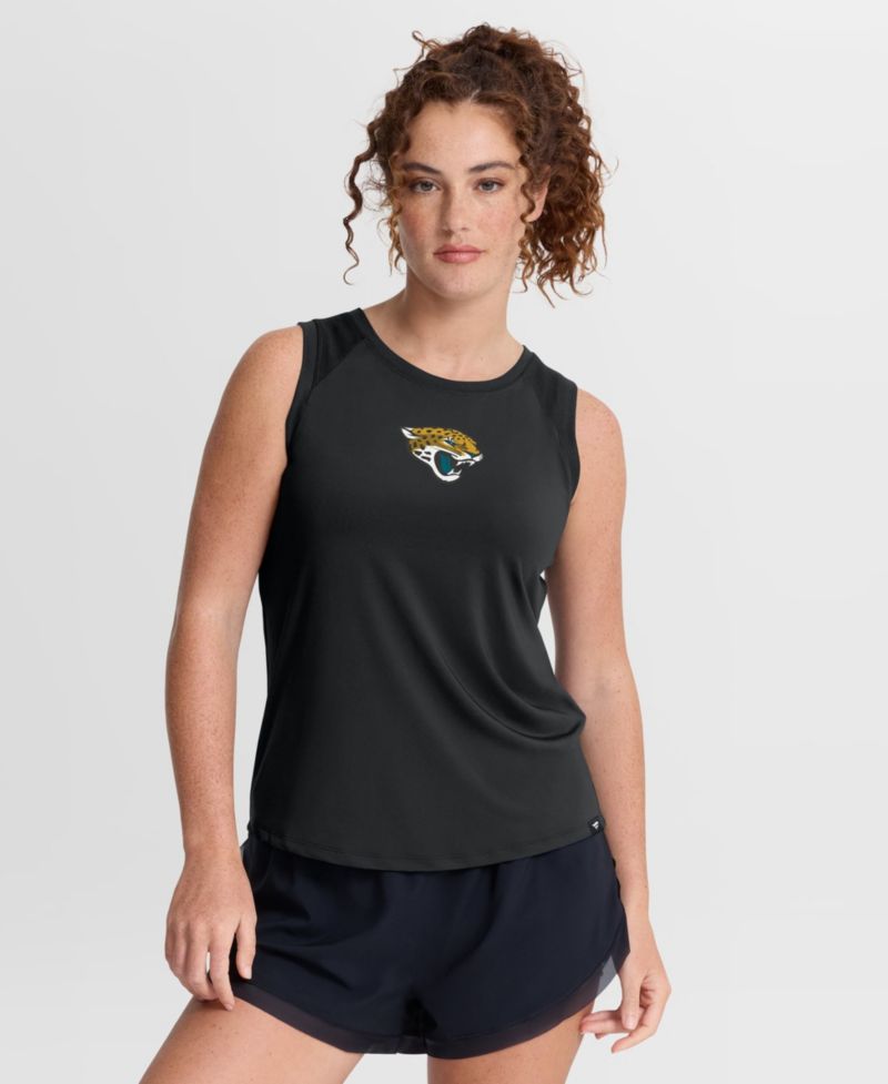 Women's Black Jacksonville Jaguars Draped Mesh Back Performance&iquest; Tank Top