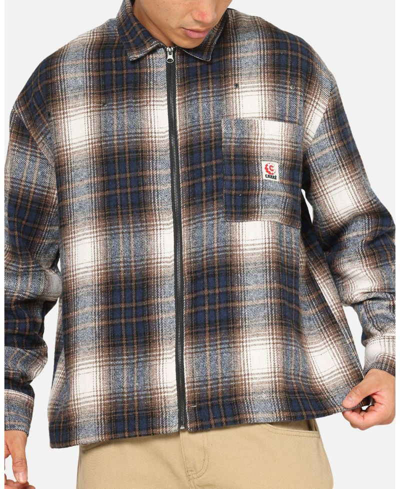 Men's Ombre Zip Up Long Sleeve Shirt