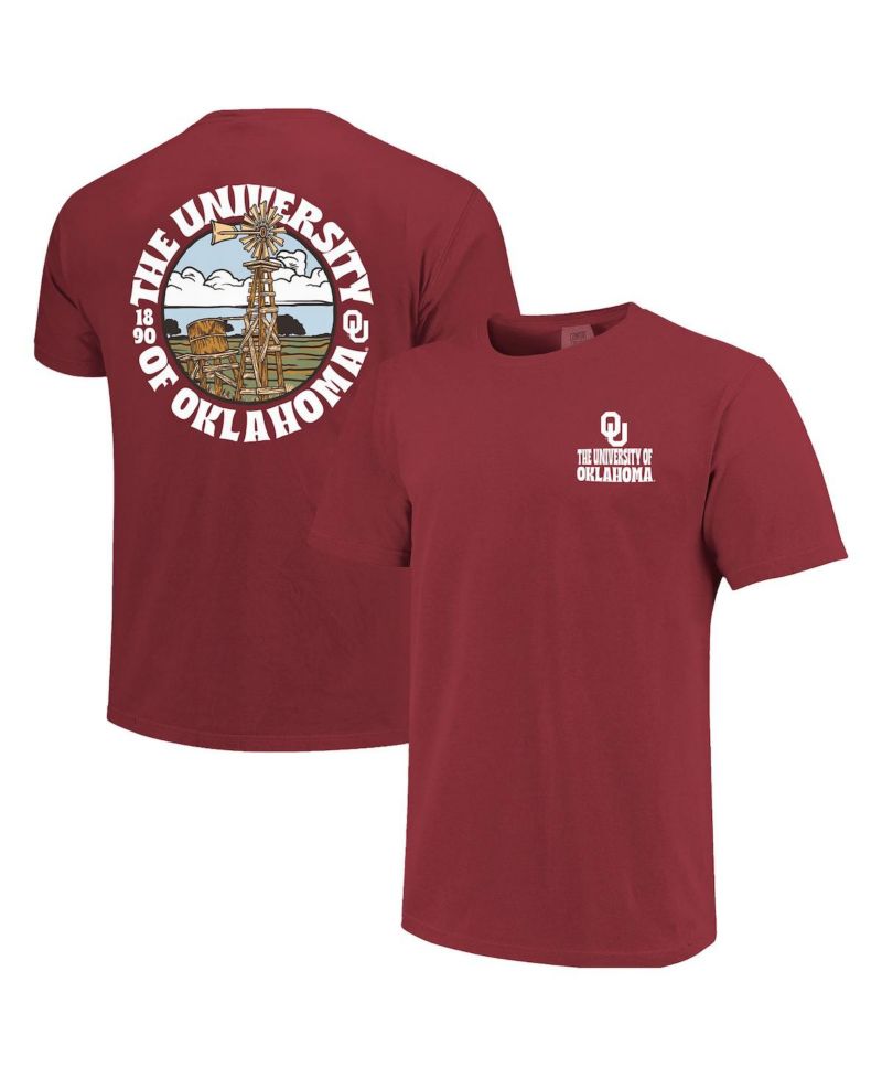 Men's Crimson Oklahoma Sooners Comfort Colors Thick Lined Landscape T-Shirt