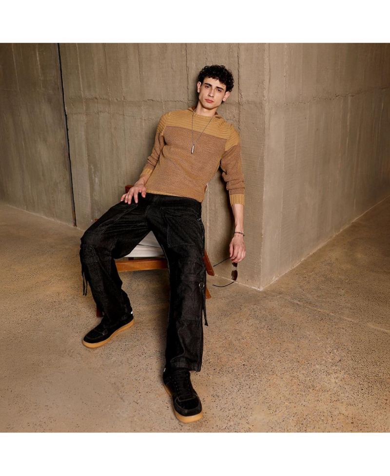 Men's Men's Hive-Jacquard Knit Hooded Sweater