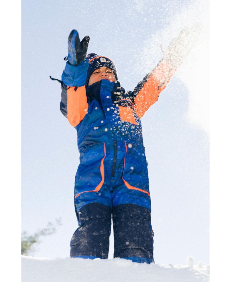 Big Boys (6-14) One Piece Play Snowsuit Blue with Stripes