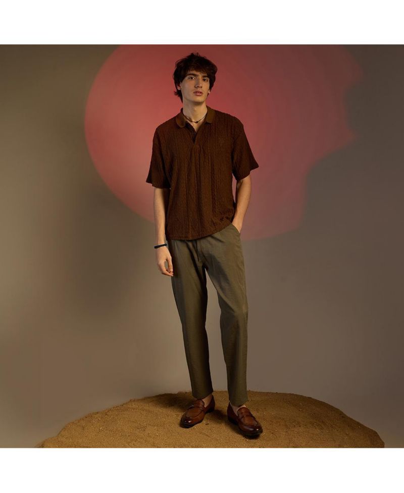 Men's Chocolate Brown Argyle Oversized T-Shirt