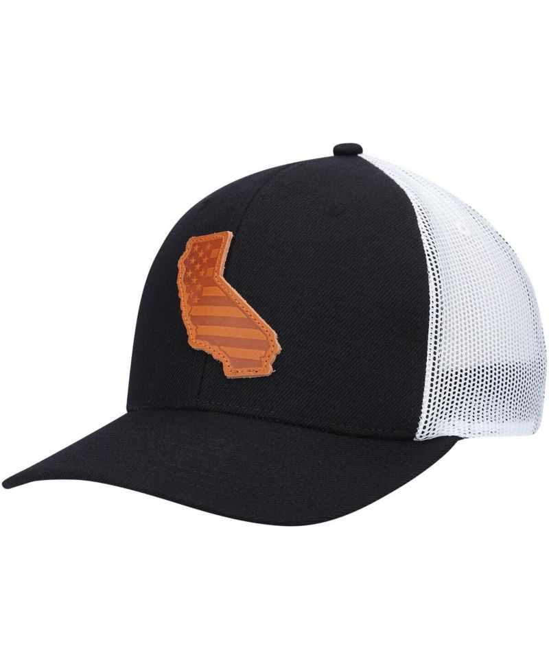 Men's Black California Leather Patch Trucker Snapback Hat