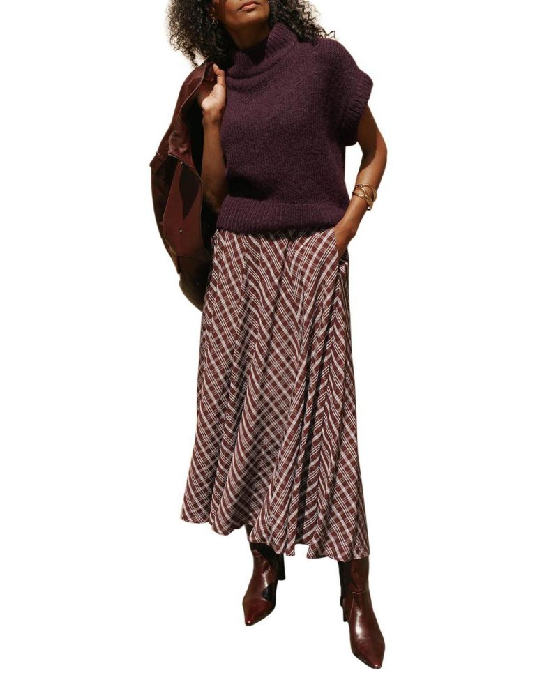 Women's Checked Midi Skirt