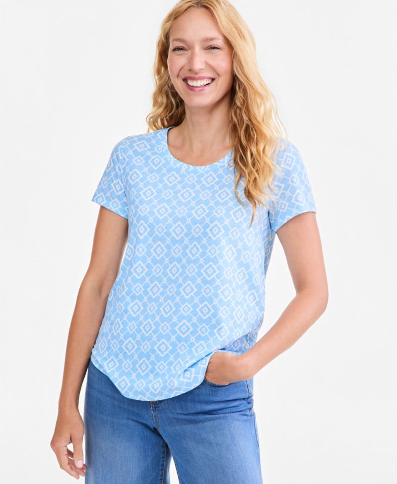 Plus Printed Short-Sleeve Crewneck Tee