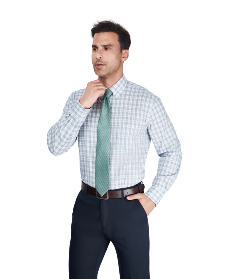 Men's Regular-Fit Plaid Pattern Dress Shirt