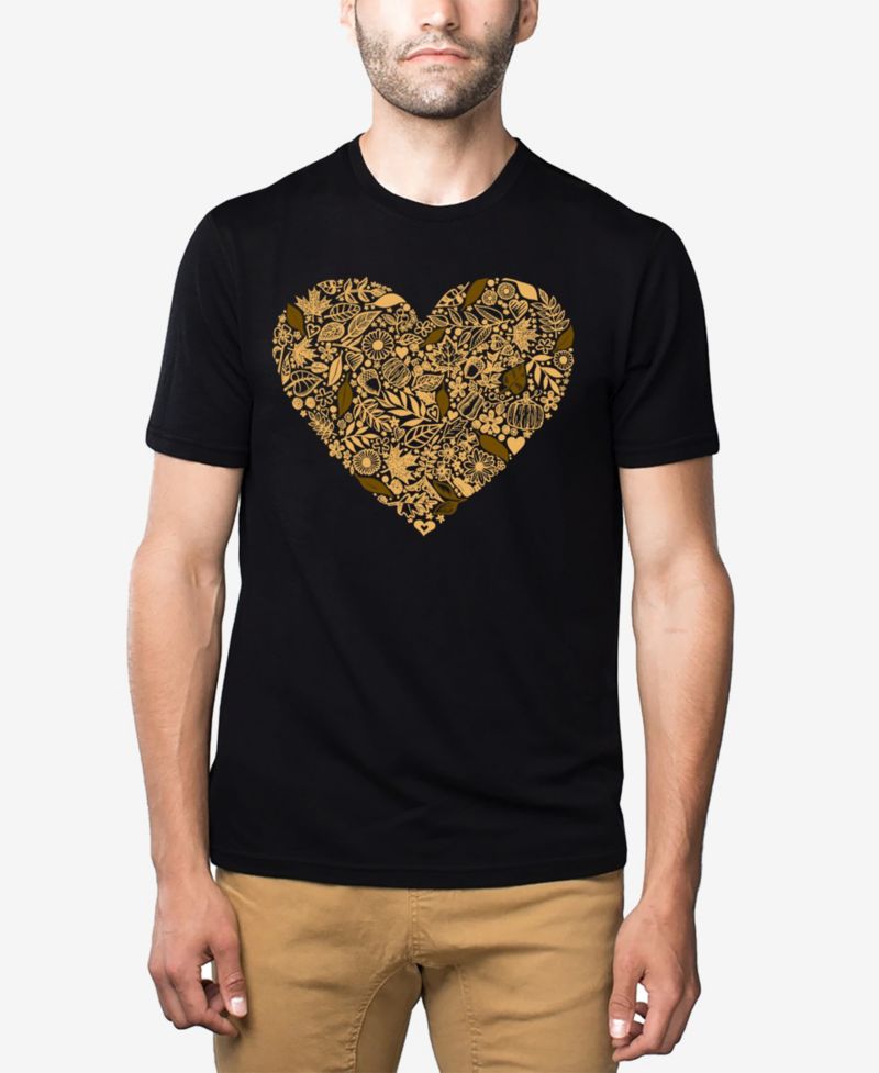 Men's Cotton/Poly Blend Word Art T-Shirt - Fall Vibes Heart