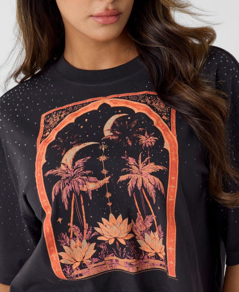 Women's Short-Sleeve Desert Rose Crop Oversize T-Shirt