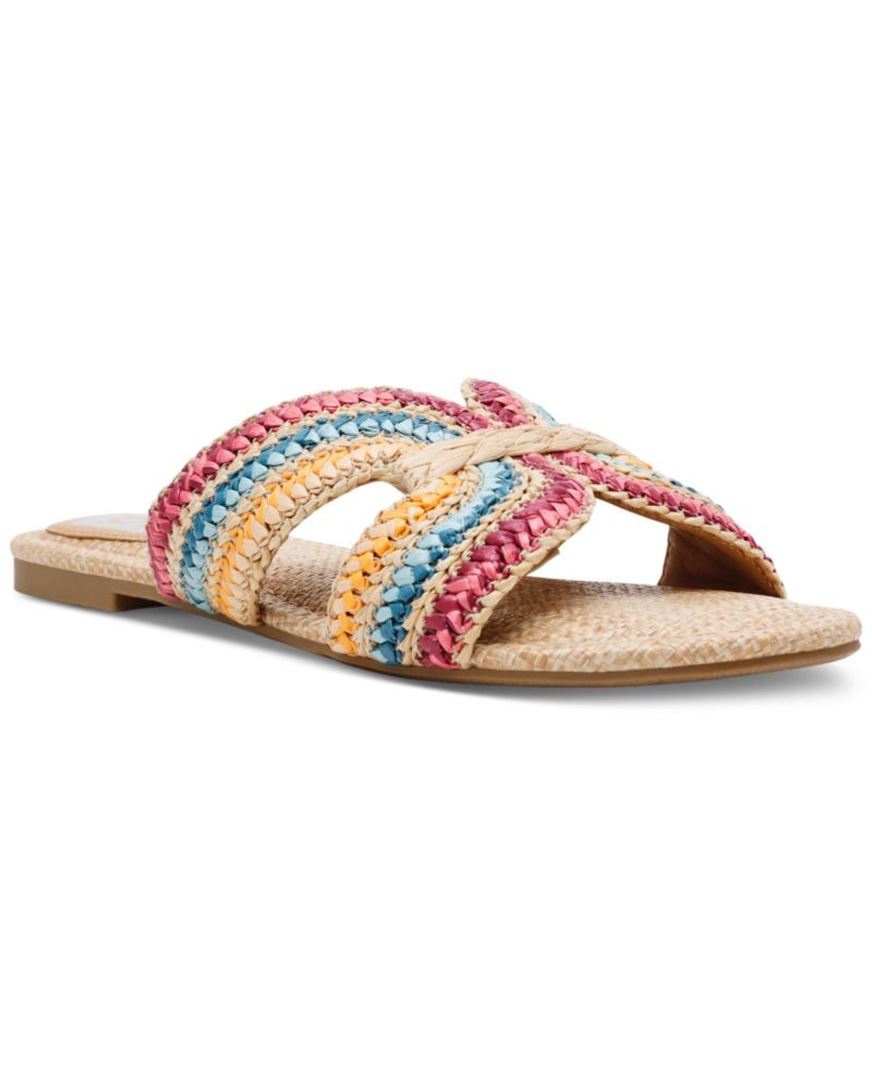 Women's Geeya Raffia Criss Cross Strap Slide Sandals