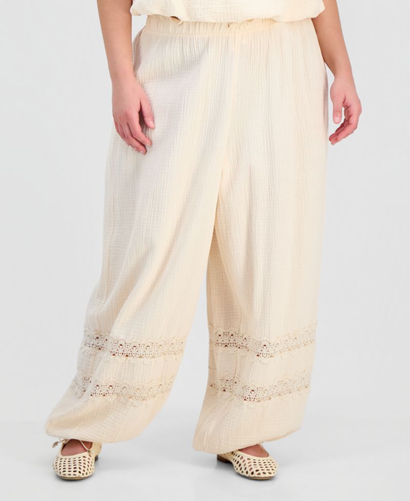 Petite Cotton Gauze Balloon Pants