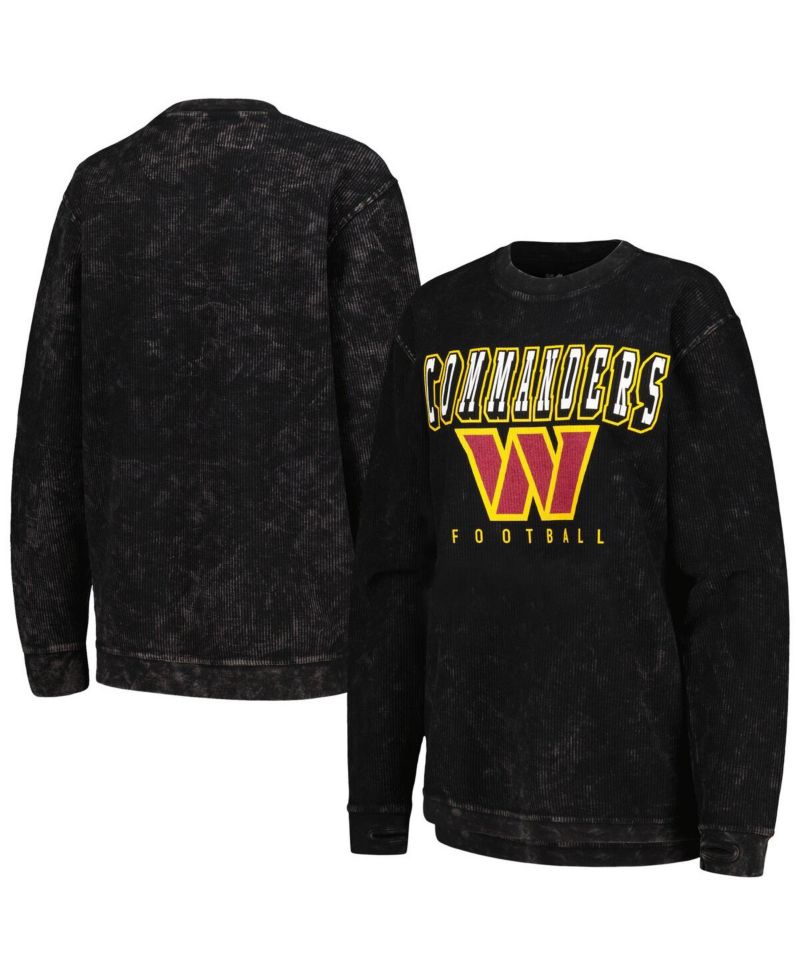 Women's Black Washington Commanders Comfy Cord Pullover Sweatshirt