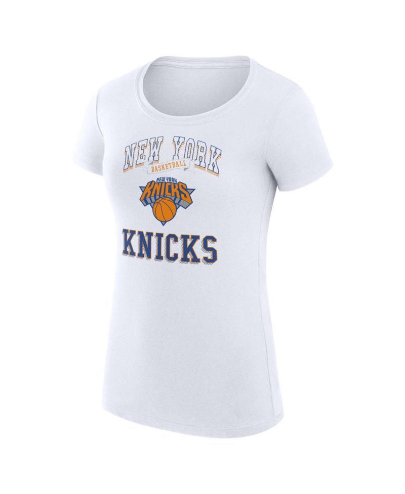 Women's White New York Knicks Super-Slim Fit Lightweight Team Logo T-Shirt