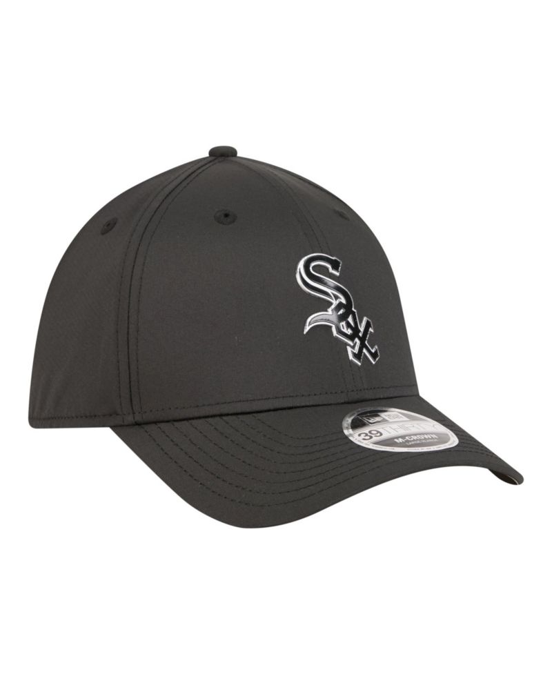 Men's Black Chicago White Sox Metallic 39THIRTY M-Crown Flex Hat