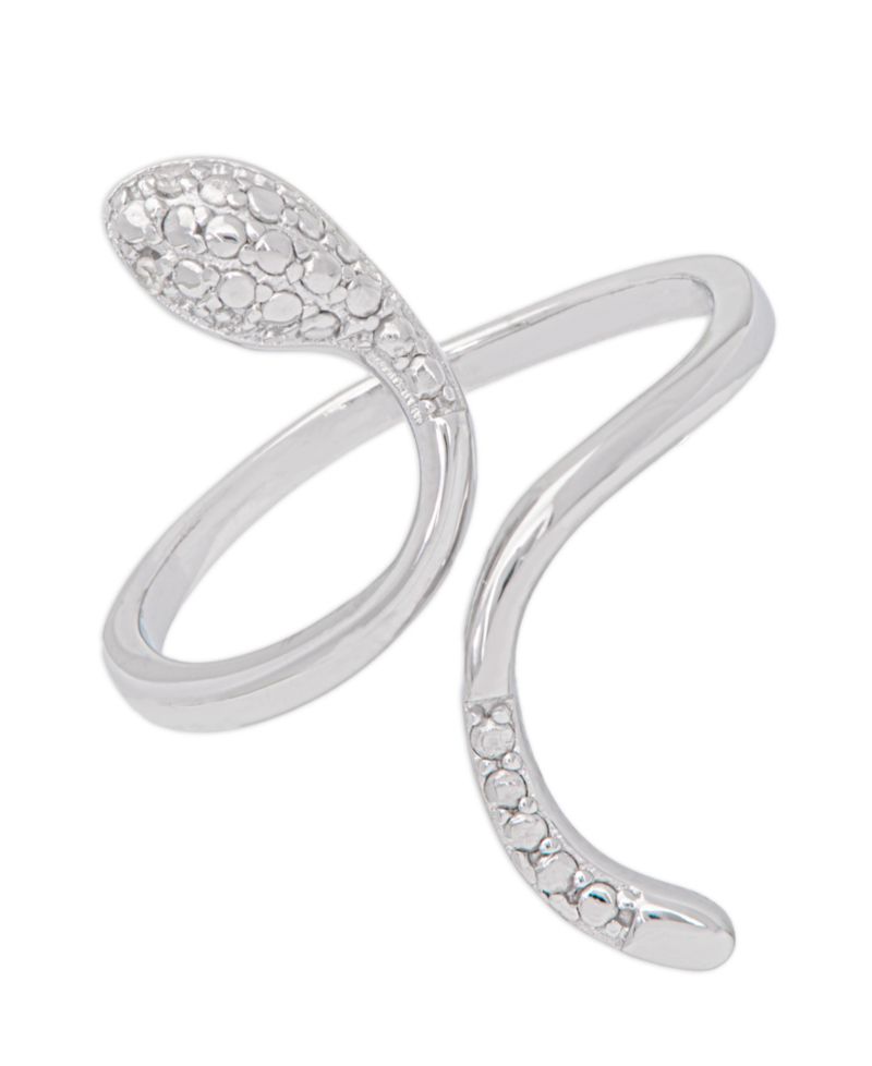 Diamond Accent Snake Ring in Fine Silver Plate