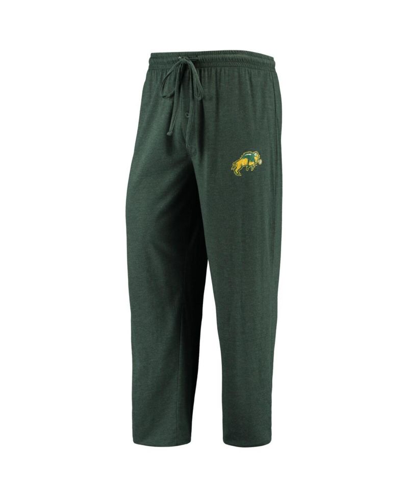Men's Green and Heathered Charcoal NDSU Bison Meter Long Sleeve T-shirt and Pants Sleep Set