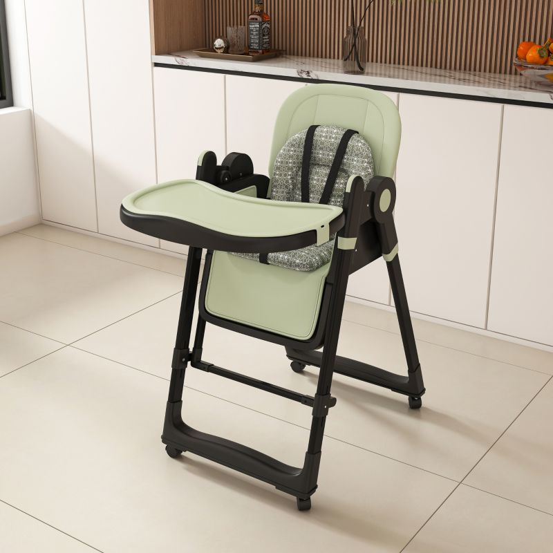 Convertible Baby High Chair to Rocker with 5-Point Harness (Dark Green
