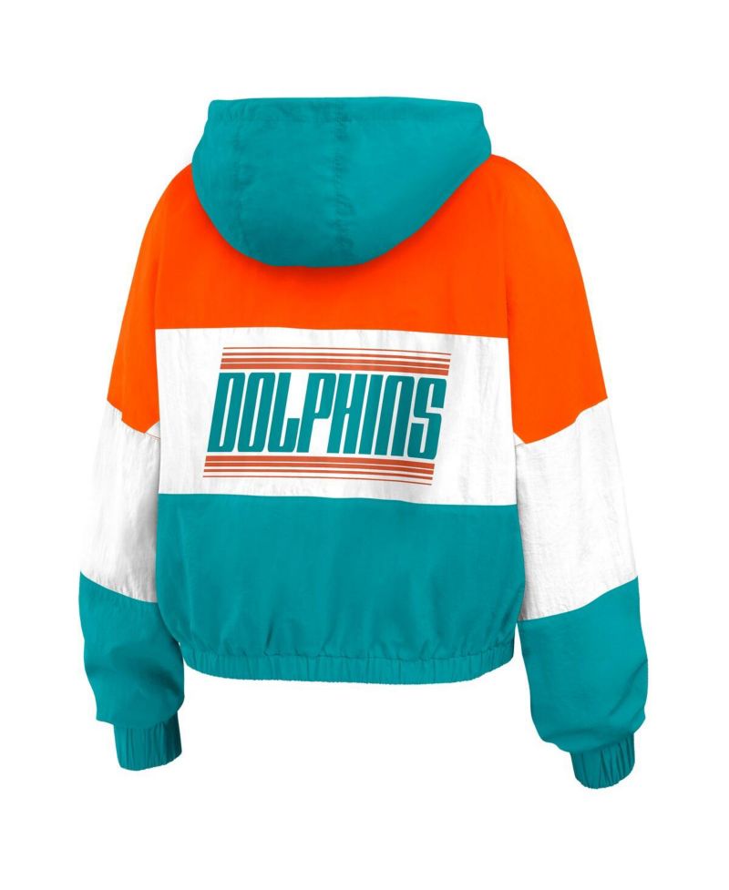 Women's Aqua Miami Dolphins Color Block Full-Zip Windbreaker Jacket