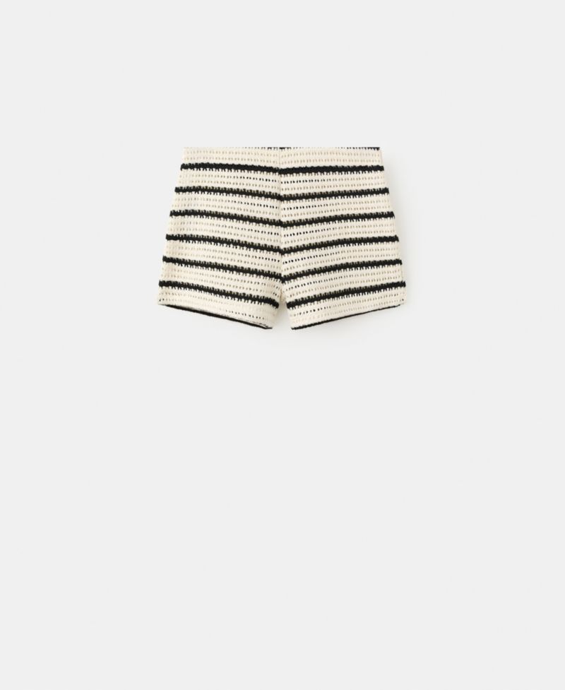 Women's Striped Crochet Shorts