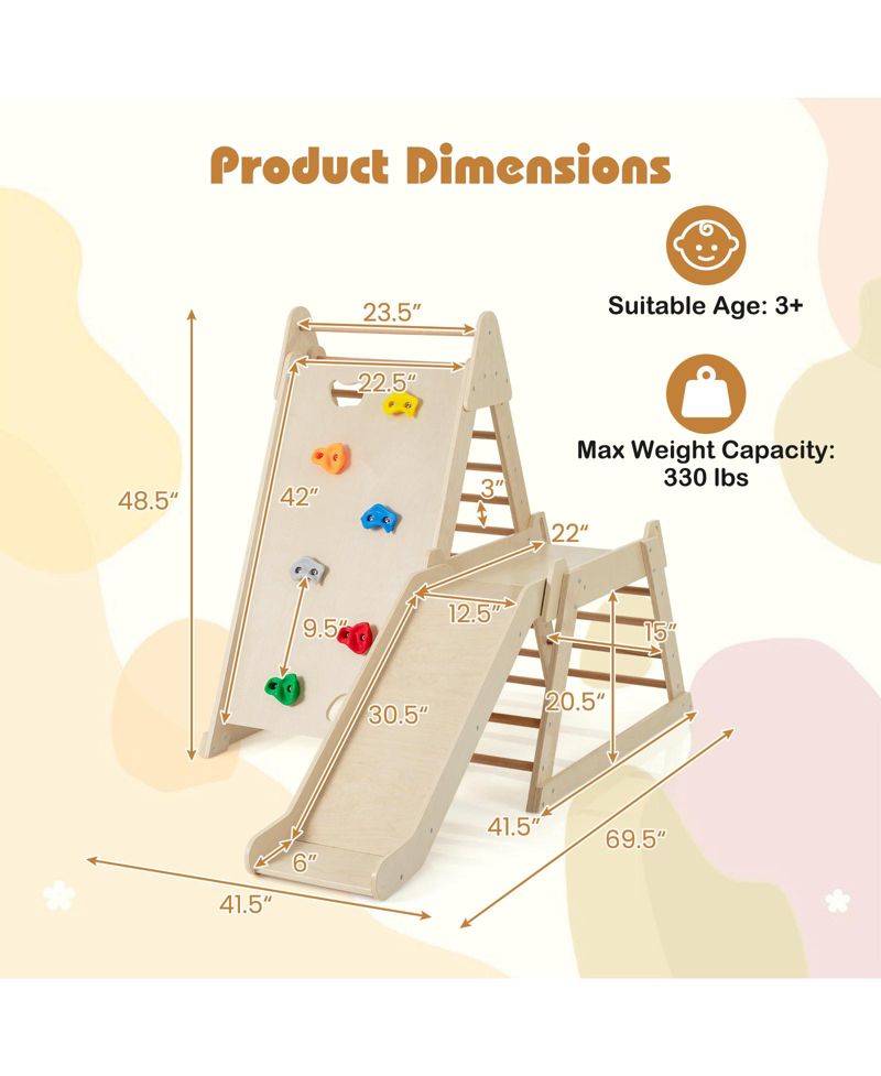 Toddler 3-in-1 Indoor Wooden Jungle Gym