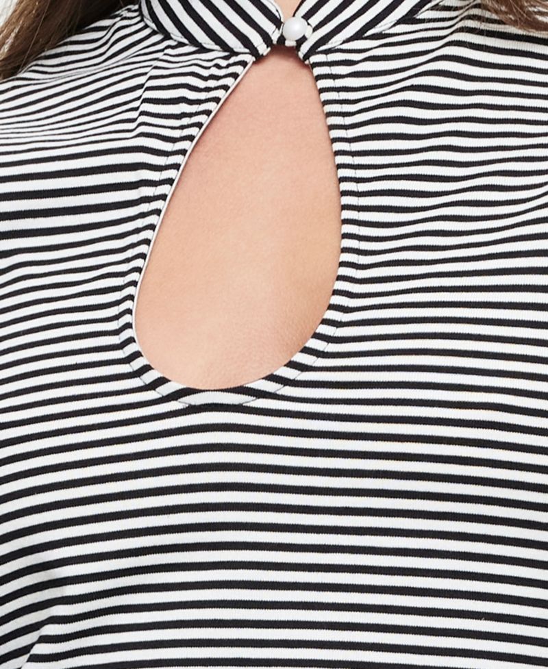 Women's Bloom Peephole Stripe Short-Sleeve Crop Top