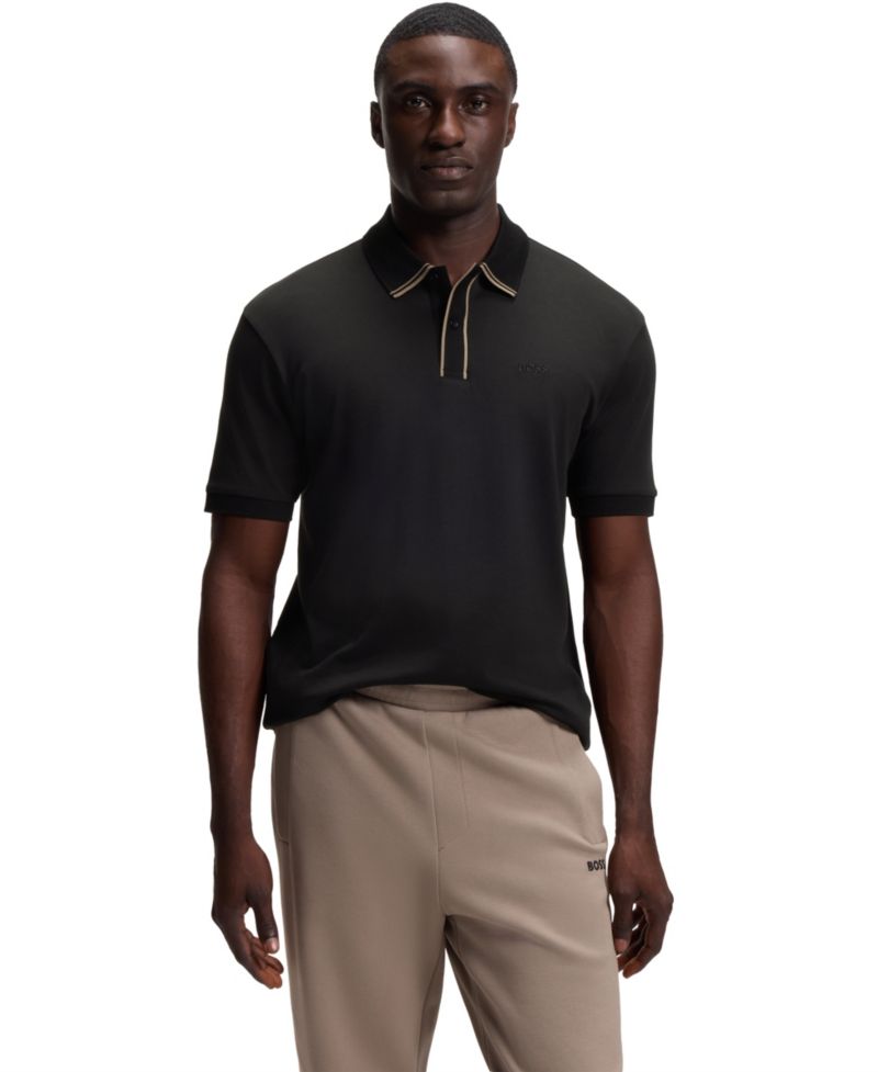 Men's Paddy Interlock-Cotton Striped-Trim Polo Shirt
