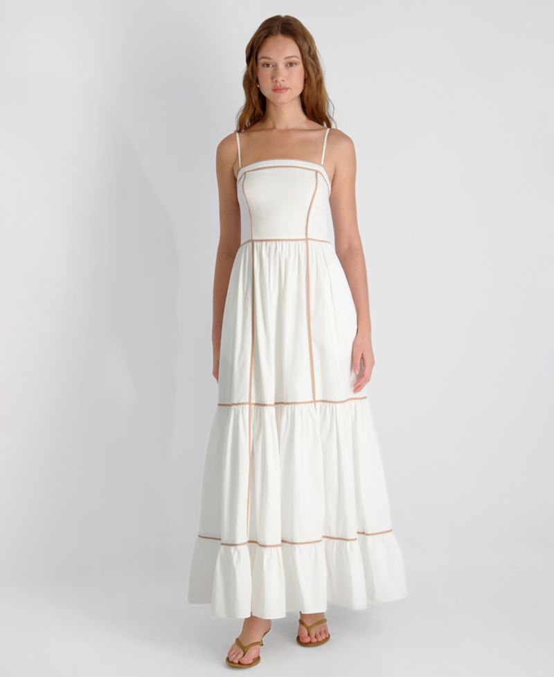 Women's Square-Neck Cambria Contrast Trim Maxi Dress