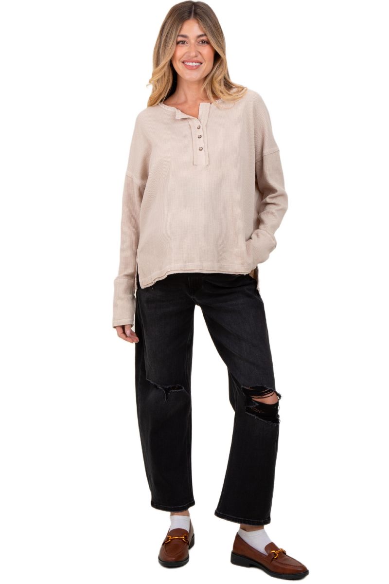 Women's Black Distressed Open Knee Cropped Barrel Jeans