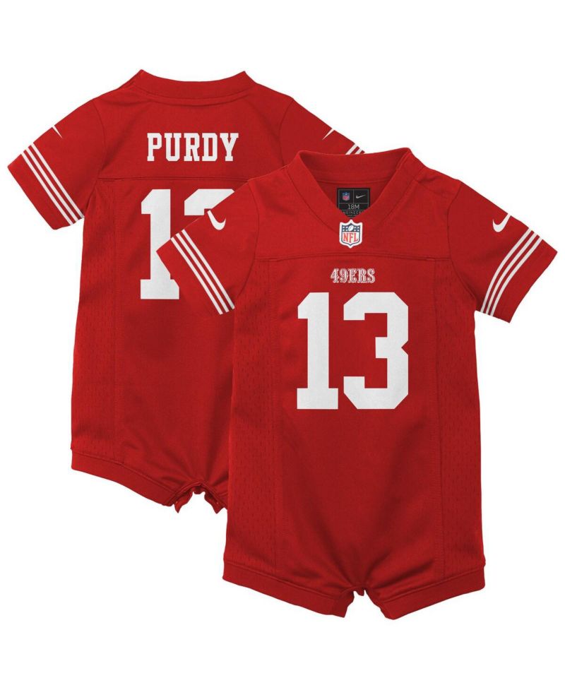 Big Boys and Girls Scarlet Brock Purdy San Francisco 49ers Game Romper Jersey