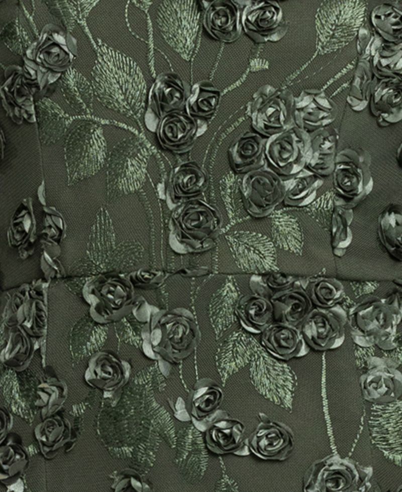 Women's Long Sleeve Rose Flower Dress