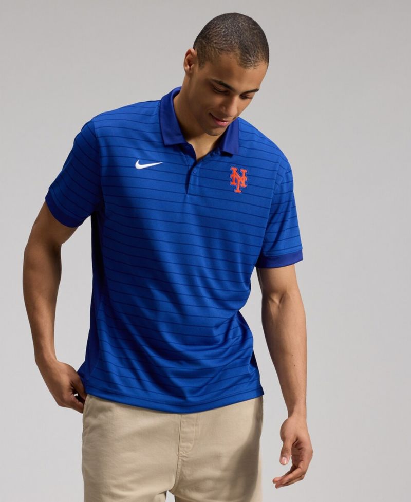 Men's Royal New York Mets Authentic Collection Striped Victory Dri-FIT Polo Shirt