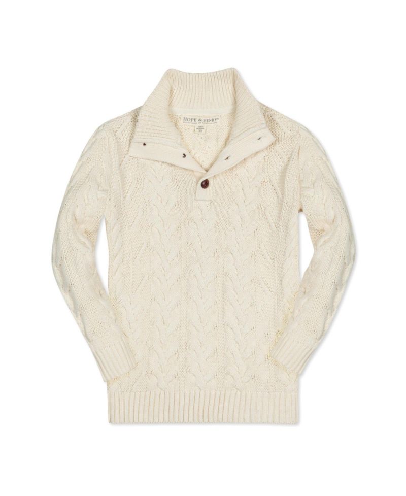 Baby Boys Hope and Henry Mock Neck Cable Sweater with Buttons