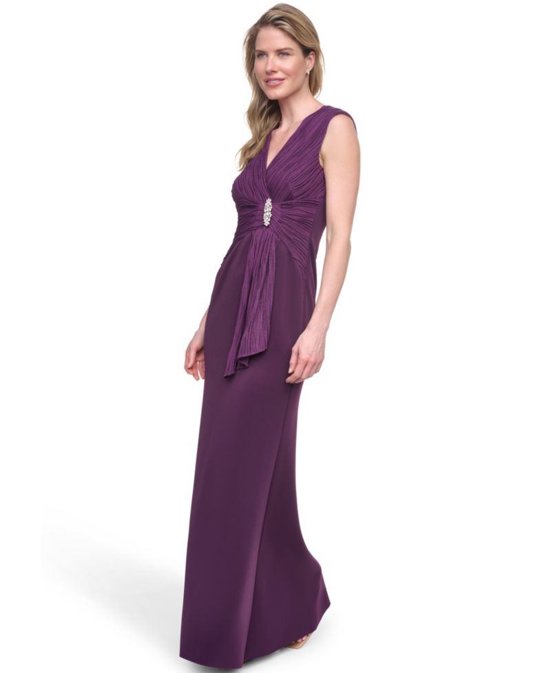 Petite Sleeveless V-Neck Gown