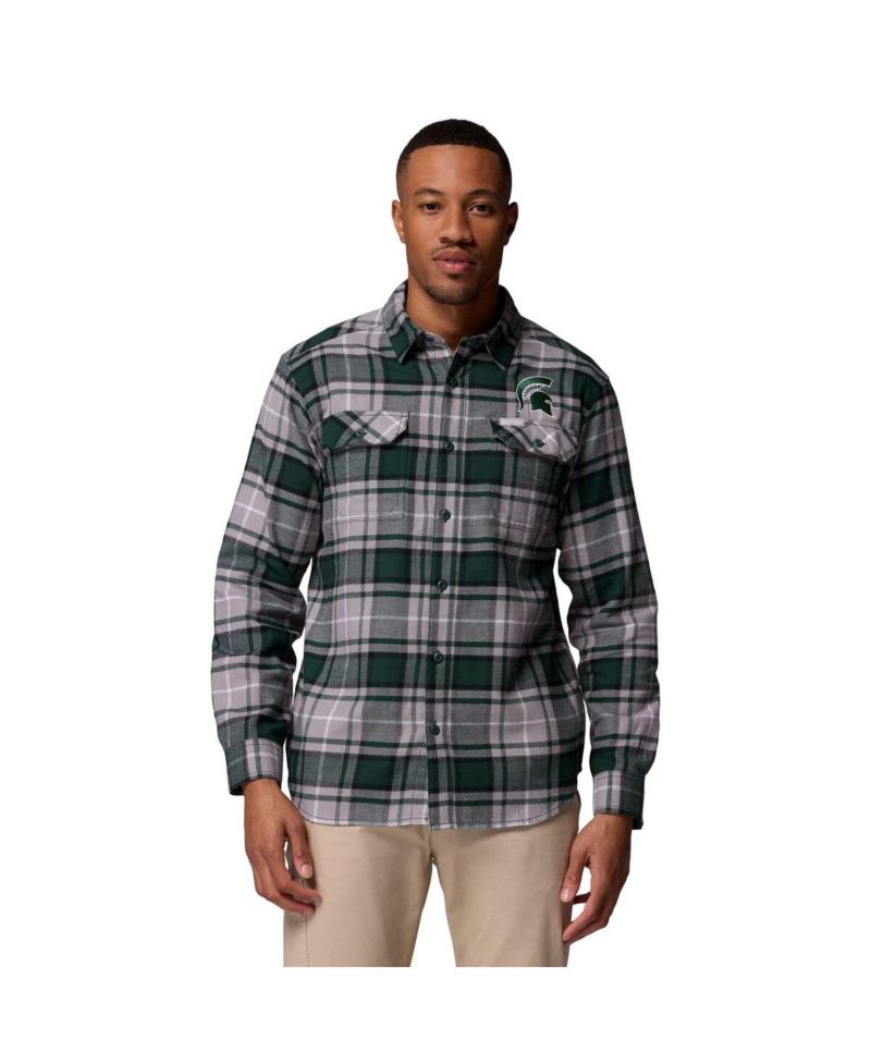 Men's Green Michigan State Spartans Flare Gun Omni-Wick Flannel Long Sleeve Button-Up Shirt