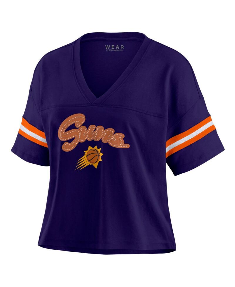 Women's Purple Phoenix Suns Plus Size Color Block Boxy V-Neck T-Shirt