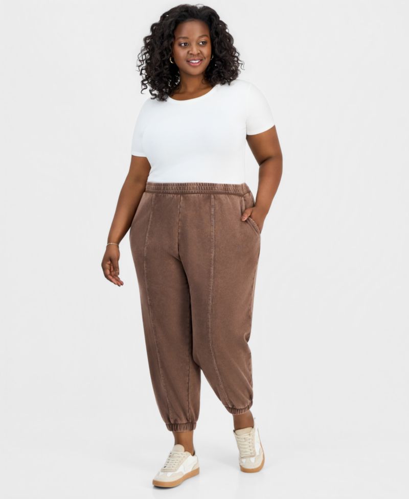 Trendy Plus Size French Terry Balloon Jogger Pants