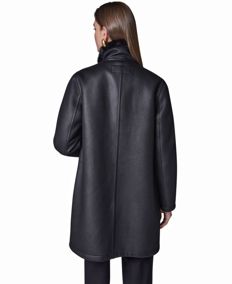 Women's Faux Shearling Long-Sleeve Spread Collar Coat