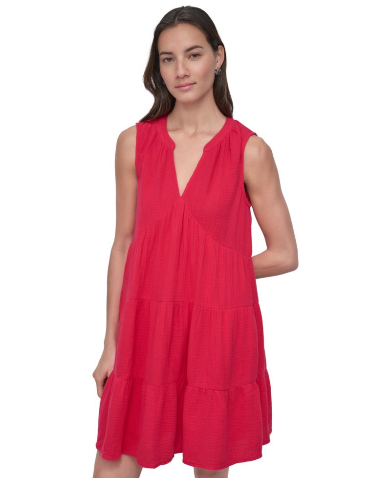 Women's Double Crepe Gauze Sleeveless Mini Dress