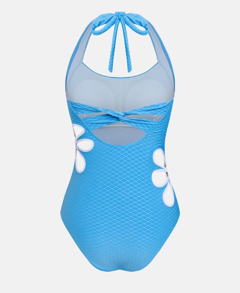 Women's Halter Cutout Floral One-Piece Swimsuit