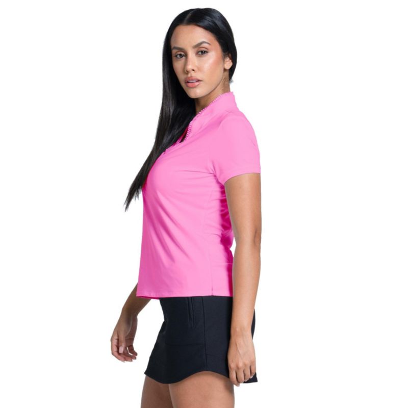 Women's Pleated Placket Short Sleeve Golf Polo