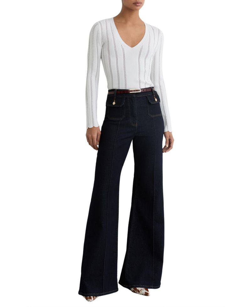 Women's Loui Open-Stitch V-Neck Jumper