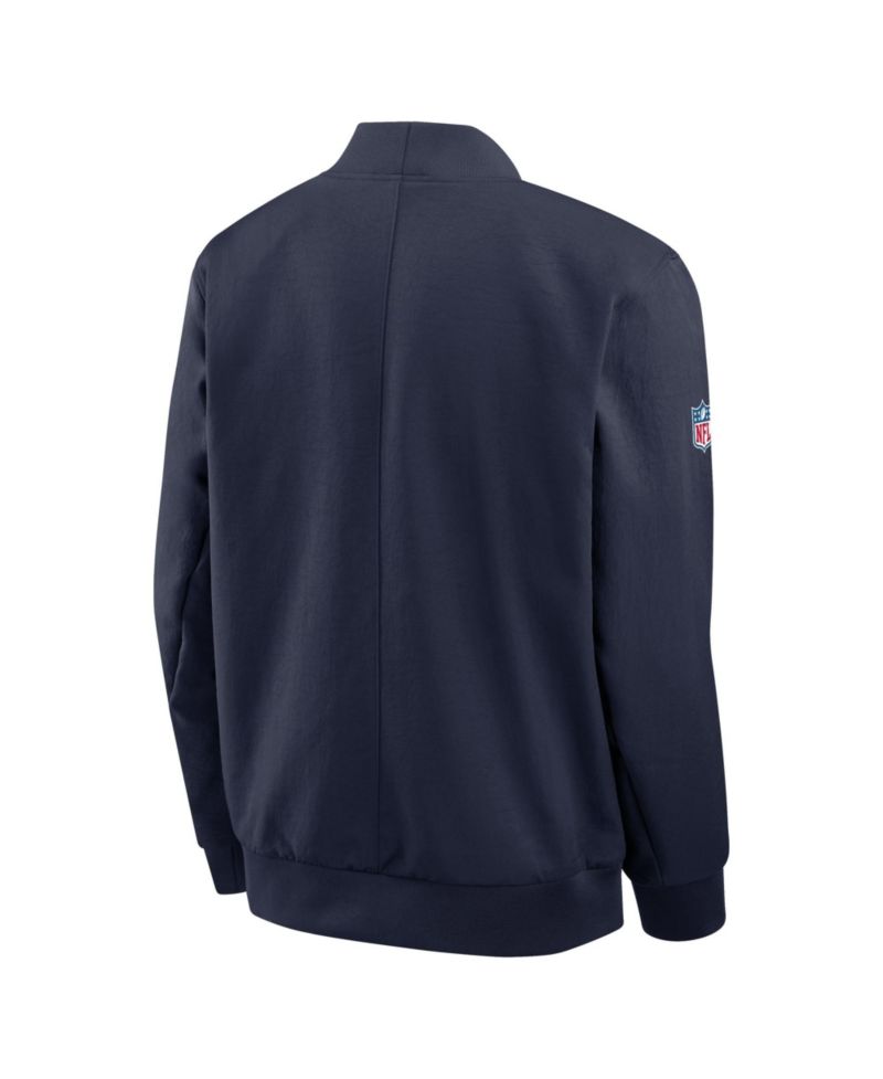 Men's Navy New England Patriots Sideline Powerful Blocking Full-Zip Dri-FIT Bomber Jacket
